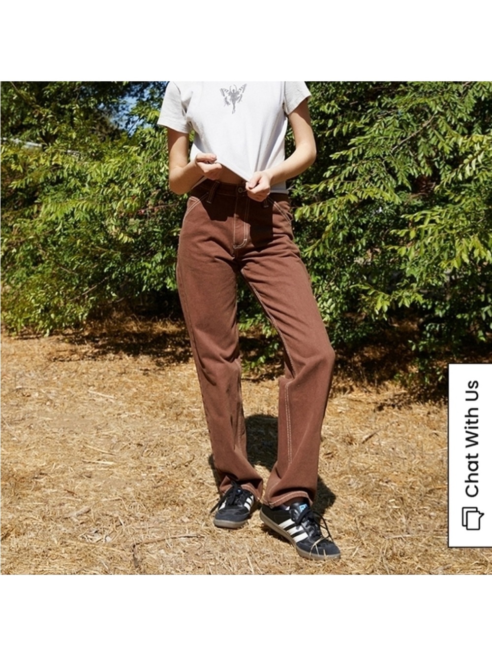 Brandy Melville John Galt Brown Carpenter Pants - Size S - Adjustable Waist - Picture 2 of 11